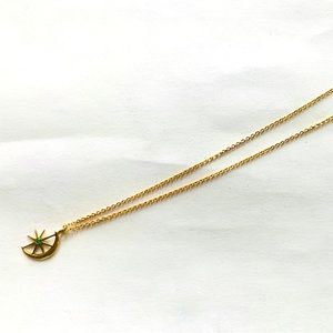 14k gold with 2mm gold stone necklace